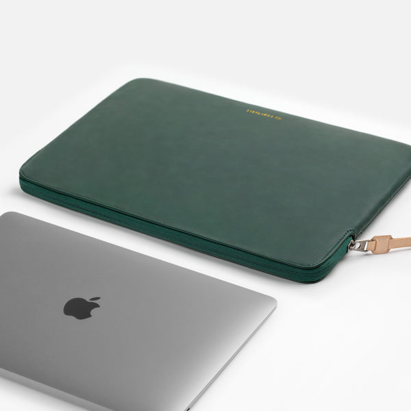 Leather Laptop Sleeve with Accessory Pouch Compatible with