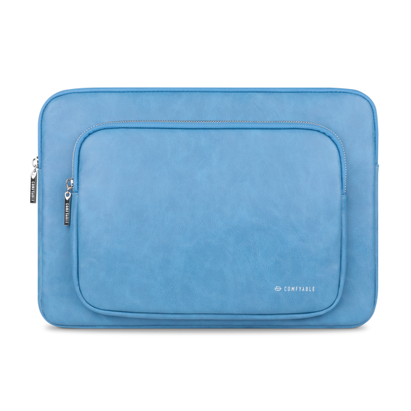 Laptop Sleeve Fit for 13-13.3 In MacBook Pro & MacBook Air, MacBook Pro 14-in M2 M1, Faux Leather Protective Case for Mac w/ Accessory Pocket, Blue