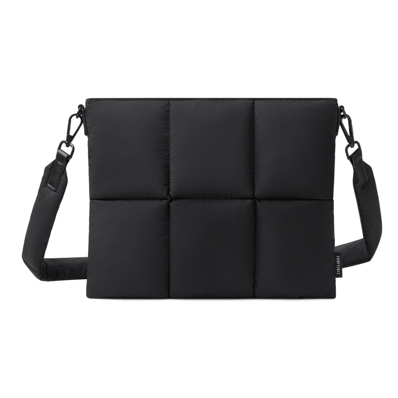 Comfyable Puffy Tablet Sleeve Bag, Compatible with 11-inch iPad Pro M4 and iPad Air 11-inch M2 2024, Quilted Cute Carrying Tablet Pouch with Shoulder Strap, Black