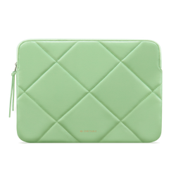 Slim Cute Quilted Faux Leather Laptop SLEEVE Carrying Case for Women, Computer Bag for MacBook Air M3 M2 M1, MacBook Pro 13 Inch 14 Inch, PISTACHIO