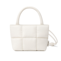 Stylish Puffy Top Handle Bag for Women, Cute Quilted Padded Purse for Daily Use, Small Lightweight Crossbody Bag with Adjustable Strap, Rice