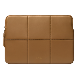 Comfyable Slim Laptop Sleeve 13 Inch 14 Inch Compatible for MacBook Air 13”, MacBook Pro 13-14 Inch M3, Quilted Faux Leather Laptop Carrying Case, Brown