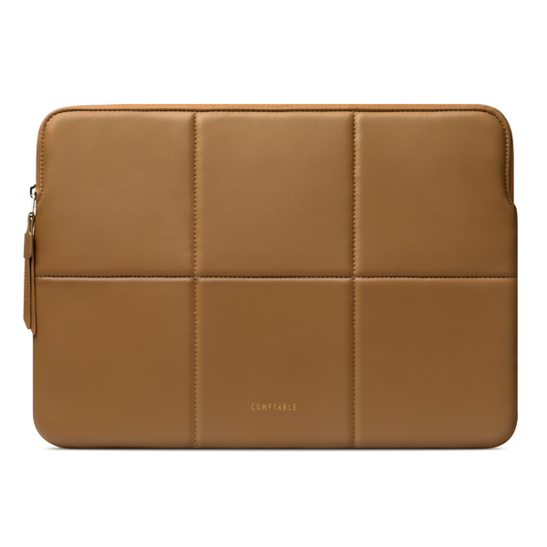 Comfyable Slim Laptop Sleeve 13 Inch 14 Inch Compatible for MacBook Air 13”, MacBook Pro 13-14 Inch M4 M3, Quilted Faux Leather Laptop Carrying Case, Brown
