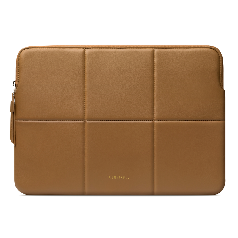 Comfyable Slim Laptop Sleeve 13 Inch 14 Inch Compatible for MacBook Air 13”, MacBook Pro 13-14 Inch M3, Quilted Faux Leather Laptop Carrying Case, Brown