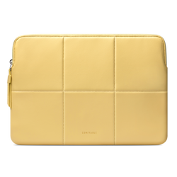 Comfyable Slim Laptop Sleeve 13 Inch 14 Inch Compatible for MacBook Air 13”, MacBook Pro 13-14 Inch M3, Quilted Faux Leather Laptop Carrying Case, Mustard Yellow