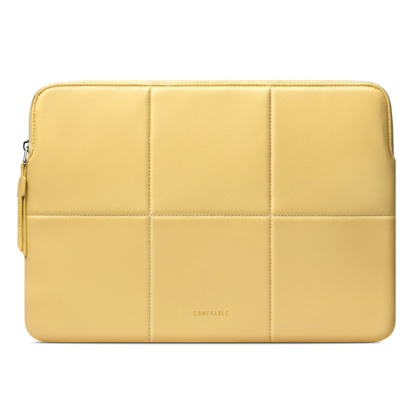 Comfyable Slim Laptop Sleeve 13 Inch 14 Inch Compatible for MacBook Air 13”, MacBook Pro 13-14 Inch M4 M3, Quilted Faux Leather Laptop Carrying Case, Mustard Yellow