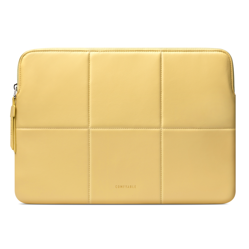 Comfyable Slim Laptop Sleeve 13 Inch 14 Inch Compatible for MacBook Air 13”, MacBook Pro 13-14 Inch M3, Quilted Faux Leather Laptop Carrying Case, Mustard Yellow