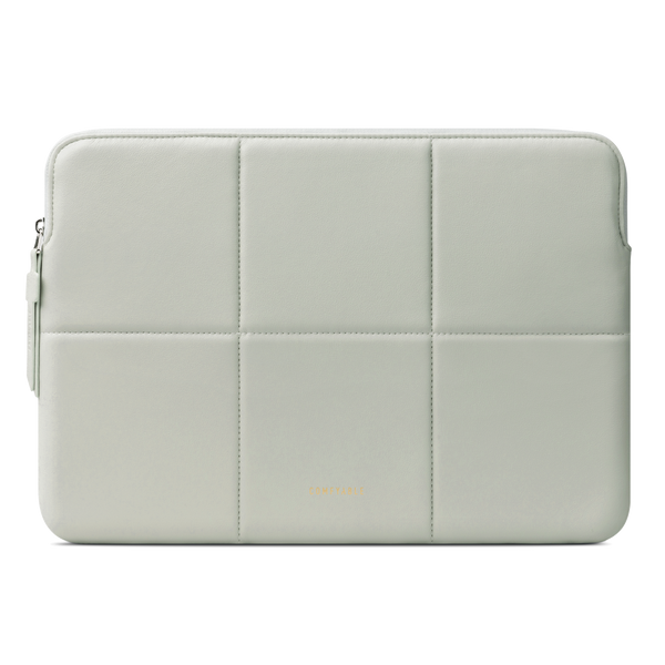 Comfyable Slim Laptop Sleeve 13 Inch 14 Inch Compatible for MacBook Air 13”, MacBook Pro 13-14 Inch  M4 M3, Quilted Faux Leather Laptop Carrying Case, SLATE GREEN