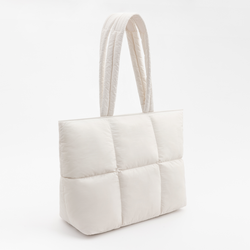 Work Tote Bag for Women Puffer Nylon Purse with Laptop Compartment L Comfyable