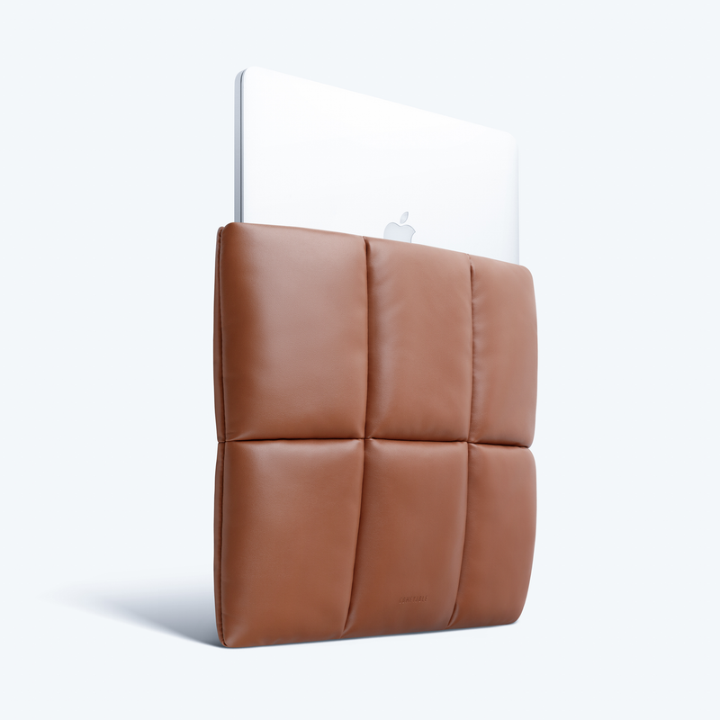 PUFFY LAPTOP SLEEVE 13 INCH 14 INCH, QUILTED PUFFER LAPTOP CARRYING PILLOW CASE FOR MACBOOK AIR M1 M2, MACBOOK PRO 13 INCH 14 INCH，PU Leather Cover