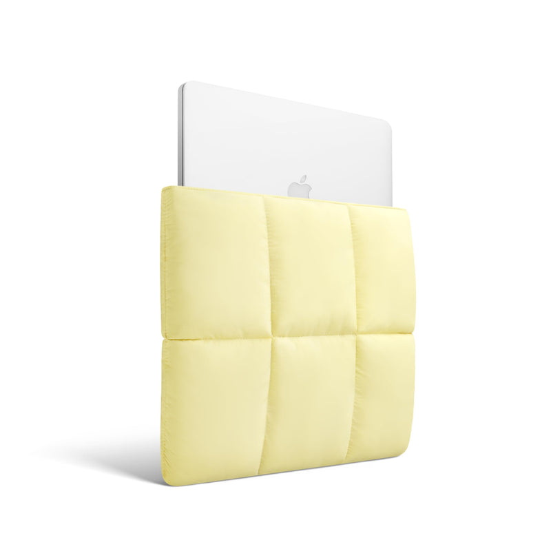 Puffy Laptop Sleeve 13 Inch 14 Inch, Quilted Puffer Laptop Carrying Pillow Case for MacBook Air M4 M3 M2 M1, MacBook Pro 13 Inch 14 Inch M4 M3 M2 M1, Butter Yellow