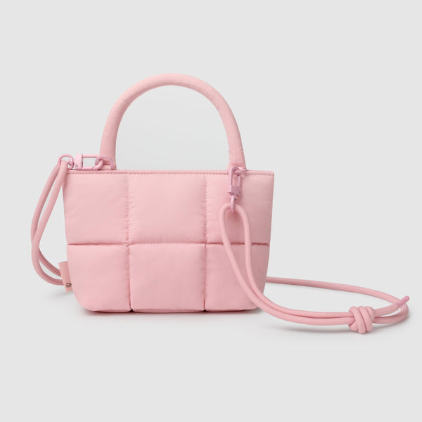 Stylish Puffy Top Handle Bag for Women, Cute Quilted Padded Purse for Daily Use, Small Lightweight Crossbody Bag with Adjustable Strap, PINK