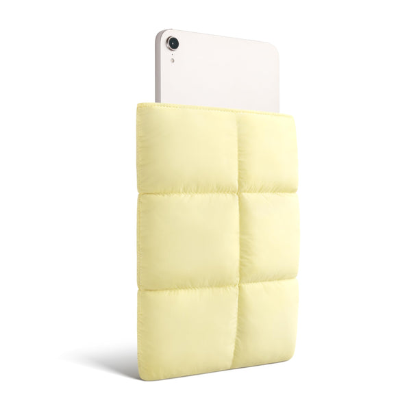 Puffy Tablet Sleeve 7-8 Inch Compatible for iPad mini 7 2024 A17 Pro, Mini 6 2021 A15, Quilted Puffer Tablet Carrying Case for Women Men, Butter Yellow