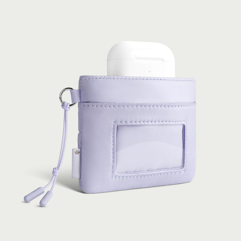 Cute Puffy Coin Purse Pouch Change Holder For Women, Small Organizer with ID Window, Magnetic Closure, Water-repellent, Storage for Coin, Airpods, Lipstick, Card, Purple
