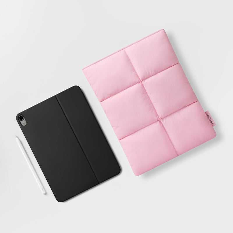 Puffy Tablet Sleeve Compatible for  11 Inch iPad Pro M4, iPad Air M3 2025, iPad mini 7 2024 A17 Pro, Mini 6 2021 A15, Quilted Puffer Tablet Carrying Case, Pink