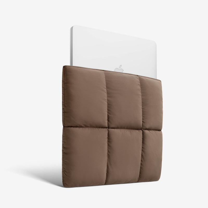 Puffy Laptop Sleeve 13 Inch 14 Inch, Quilted Puffer Laptop Carrying Pillow Case for MacBook Air M4 M3 M2 M1, MacBook Pro 13 Inch 14 Inch M4 M3 M2 M1, Mocha Brown