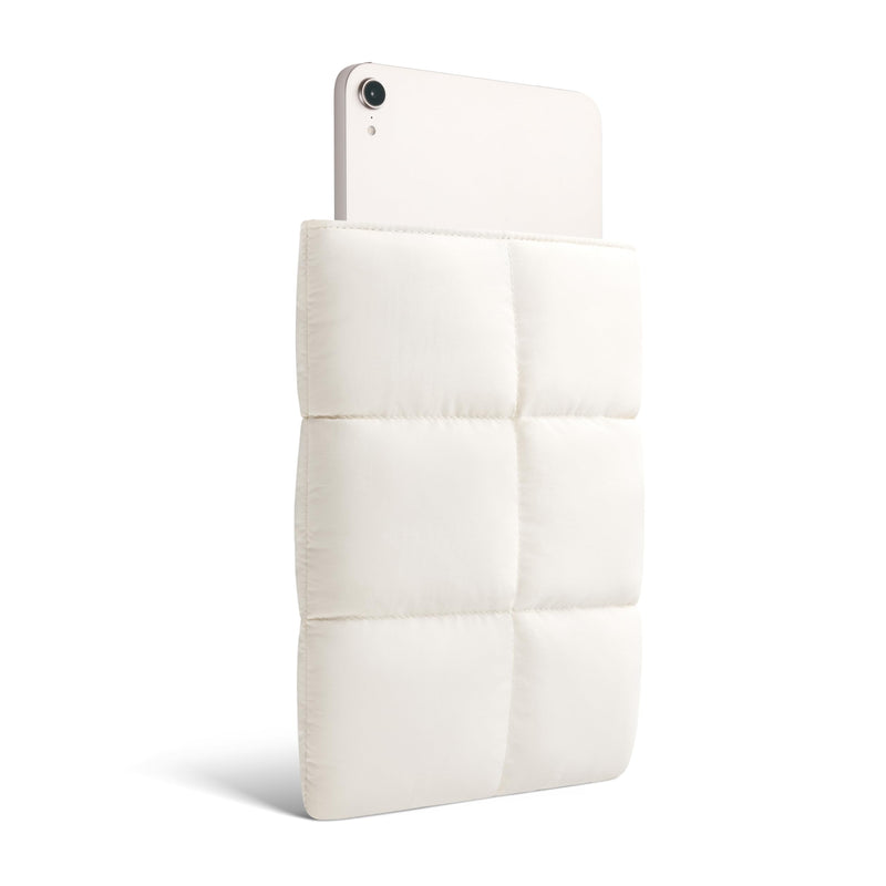 Puffy Tablet Sleeve 7-8 Inch Compatible for iPad mini 7 2024 A17 Pro, Mini 6 2021 A15, Quilted Puffer Tablet Carrying Case for Women Men, Rice