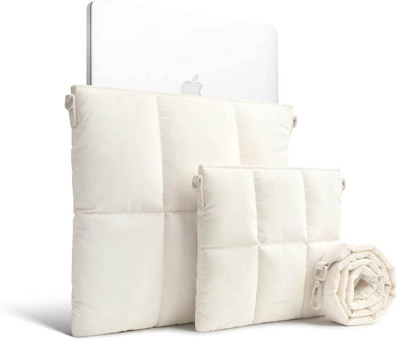 Puffy Laptop Sleeve 13 Inch 14 Inch, Quilted Puffer Pillow Case with Strap for MacBook Air 13” 15'', MacBook Pro 13 Inch 14 Inch 16 Inch, Sleeve & Organizer Bundle