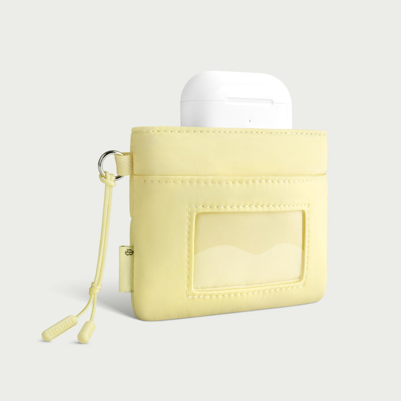Cute Puffy Coin Purse Pouch Change Holder For Women, Small Organizer with ID Window, Magnetic Closure, Water-repellent, Storage for Coin, Airpods, Lipstick, Card, Yellow
