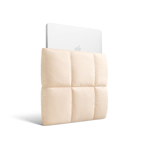 Puffy Laptop Sleeve 13 Inch 14 Inch, Quilted Puffer Laptop Carrying Case, Pillow Case Compatible with MacBook Air M4 2025 M3 M2 M1, MacBook Pro M4 Pro/Max, Beige