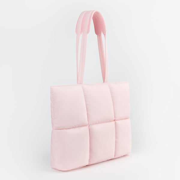 Puffy Laptop Bag Compatible for 13 Inch 14 Inch MacBook Pro/Air, Lightweight Puffer Handbag for Women with Laptop Compartment, Quilted Anti-Slip Shoulder Bag for Work, Travel, College, Light Pink