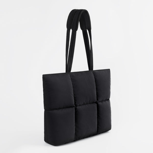 Puffy Laptop Bag Compatible for 13 Inch 14 Inch MacBook Pro/Air, Lightweight Puffer Handbag for Women with Laptop Compartment, Quilted Anti-Slip Shoulder Bag for Work, Travel, College, Black