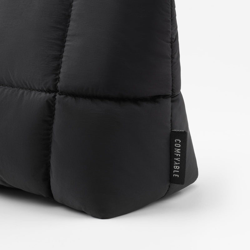 Stylish Puffy Top Handle Bag for Women, Cute Quilted Padded Purse for Daily Use, Small Lightweight Crossbody Bag with Adjustable Strap, Black