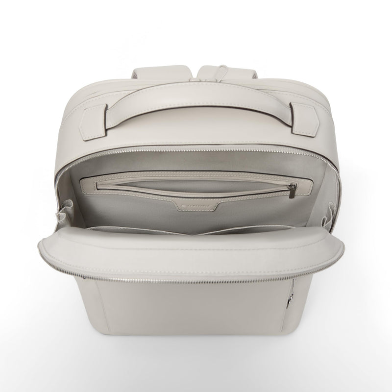 Comfyable x Edition Premium Vegan Leather Backpack for 13" 14" 15" 16" Laptops, Business Trip Backpack with Trolley Strap & YKK Zipper, Water-repellent Durable Bag for Men Women, Daypack for Work, LIGHT BEIGE