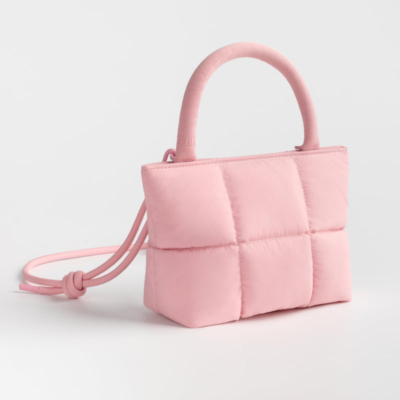 Stylish Puffy Top Handle Bag for Women, Cute Quilted Padded Purse for Daily Use, Small Lightweight Crossbody Bag with Adjustable Strap, PINK