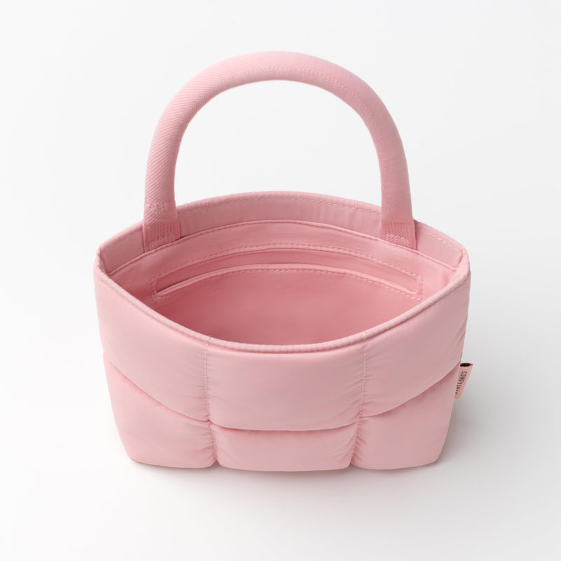 Stylish Puffy Top Handle Bag for Women, Cute Quilted Padded Purse for Daily Use, Small Lightweight Crossbody Bag with Adjustable Strap, PINK