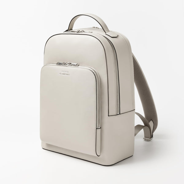 Comfyable x Edition Premium Vegan Leather Backpack for 13" 14" 15" 16" Laptops, Business Trip Backpack with Trolley Strap & YKK Zipper, Water-repellent Durable Bag for Men Women, Daypack for Work, LIGHT BEIGE