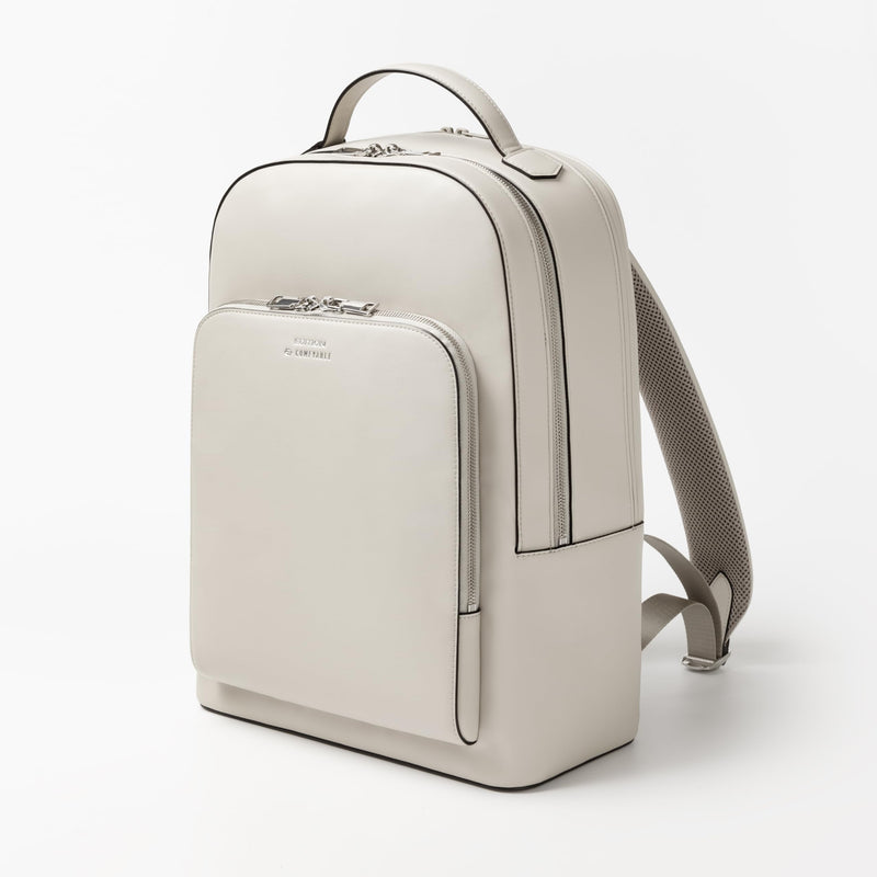 Comfyable x Edition Premium Vegan Leather Backpack for 13" 14" 15" 16" Laptops, Business Trip Backpack with Trolley Strap & YKK Zipper, Water-repellent Durable Bag for Men Women, Daypack for Work, LIGHT BEIGE