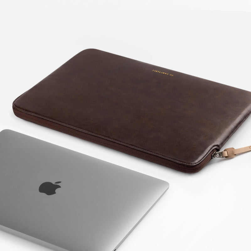 Slim Protective Laptop Sleeve Fit for All MacBook Air 15In & 13inch/ 14inch/ 16inch MacBook Pro , PU Leather Bag Waterproof Computer Case, Briarwood