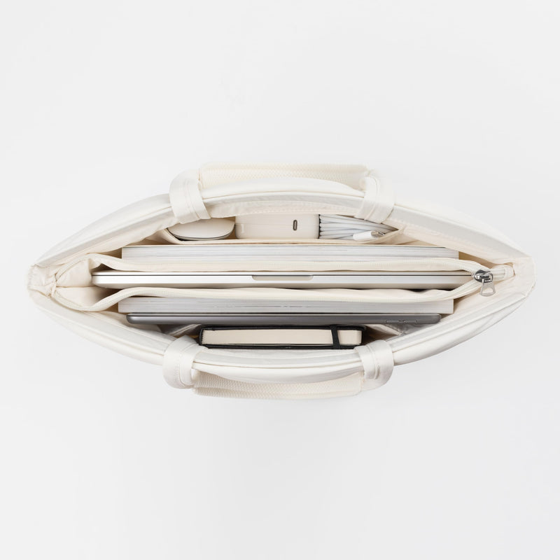 Puffy Laptop Bag Compatible for 13 Inch 14 Inch MacBook Pro/Air, Lightweight Puffer Handbag for Women with Laptop Compartment, Quilted Anti-Slip Shoulder Bag for Work, Travel, College, Rice