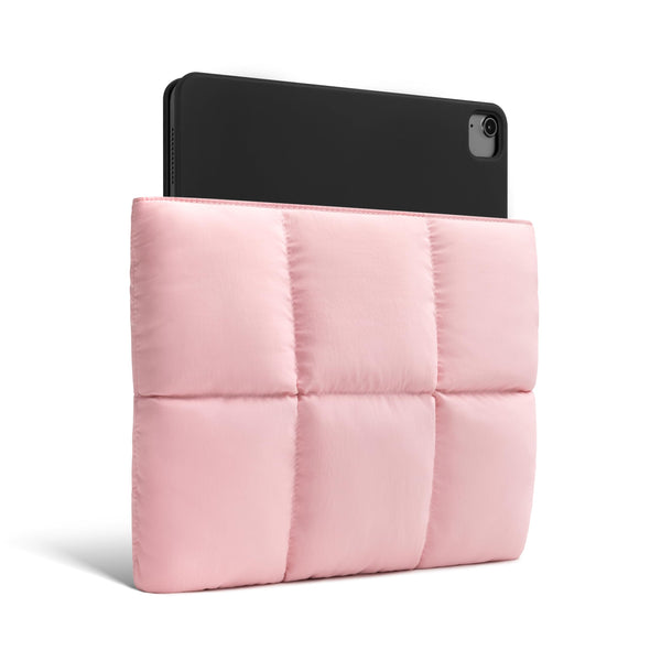 Comfyable Puffy 9-11 Inch Tablet Sleeve Bag Compatible for 11 Inch iPad Pro M4, iPad Air M3 2025 with Magic Keyboard, Quilted Puffer Tablet Carrying Case for Women Men, Pink