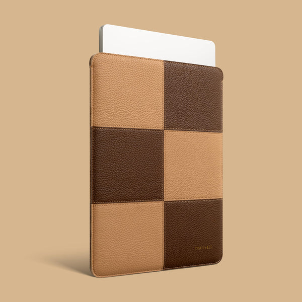 Laptop Sleeve 13Inch Precisely Fit for MacBook Pro 13-in M2 M1 & Mac Air 13-in M4 M3 M2 M1, Genuine Leather Protective Cover Case, Camel & Chocolate