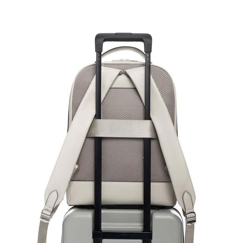 Comfyable x Edition Premium Vegan Leather Backpack for 13" 14" 15" 16" Laptops, Business Trip Backpack with Trolley Strap & YKK Zipper, Water-repellent Durable Bag for Men Women, Daypack for Work, LIGHT BEIGE