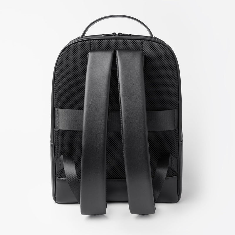 Comfyable x Edition Premium Vegan Leather Backpack for 13" 14" 15" 16" Laptops, Business Trip Backpack with Trolley Strap & YKK Zipper, Water-repellent Durable Bag for Men Women, Daypack for Work, BLACK