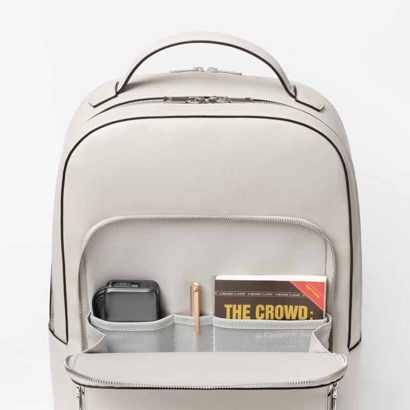 Comfyable x Edition Premium Vegan Leather Backpack for 13" 14" 15" 16" Laptops, Business Trip Backpack with Trolley Strap & YKK Zipper, Water-repellent Durable Bag for Men Women, Daypack for Work, LIGHT BEIGE