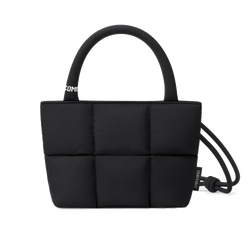 Stylish Puffy Top Handle Bag for Women, Cute Quilted Padded Purse for Daily Use, Small Lightweight Crossbody Bag with Adjustable Strap, Black