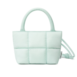 Stylish Puffy Top Handle Bag for Women, Cute Quilted Padded Purse for Daily Use, Small Lightweight Crossbody Bag with Adjustable Strap, Ice blue