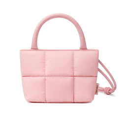Stylish Puffy Top Handle Bag for Women, Cute Quilted Padded Purse for Daily Use, Small Lightweight Crossbody Bag with Adjustable Strap, PINK