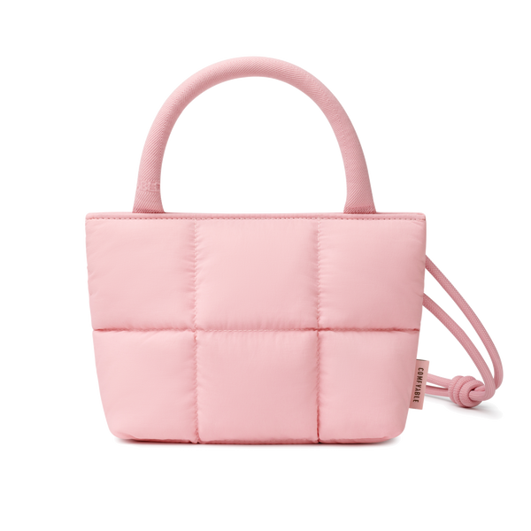 Stylish Puffy Top Handle Bag for Women, Cute Quilted Padded Purse for Daily Use, Small Lightweight Crossbody Bag with Adjustable Strap, PINK
