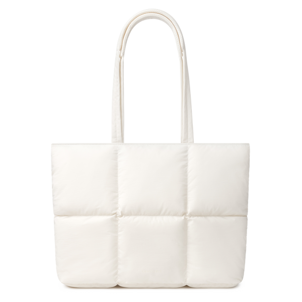 Puffy Laptop Bag Compatible for 13 Inch 14 Inch MacBook Pro/Air, Lightweight Puffer Handbag for Women with Laptop Compartment, Quilted Anti-Slip Shoulder Bag for Work, Travel, College, Rice