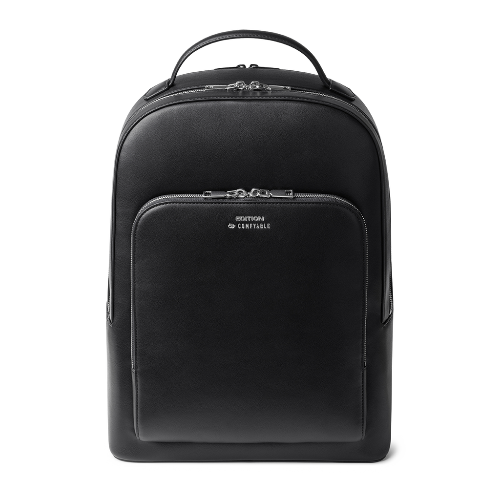 Large Vegan Faux Leather Backpack for Travel & Work, Water-Resistant, 15\