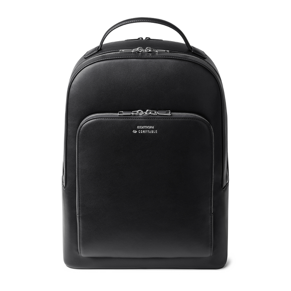 Comfyable x Edition Premium Vegan Leather Backpack for 13" 14" 15" 16" Laptops, Business Trip Backpack with Trolley Strap & YKK Zipper, Water-repellent Durable Bag for Men Women, Daypack for Work, BLACK