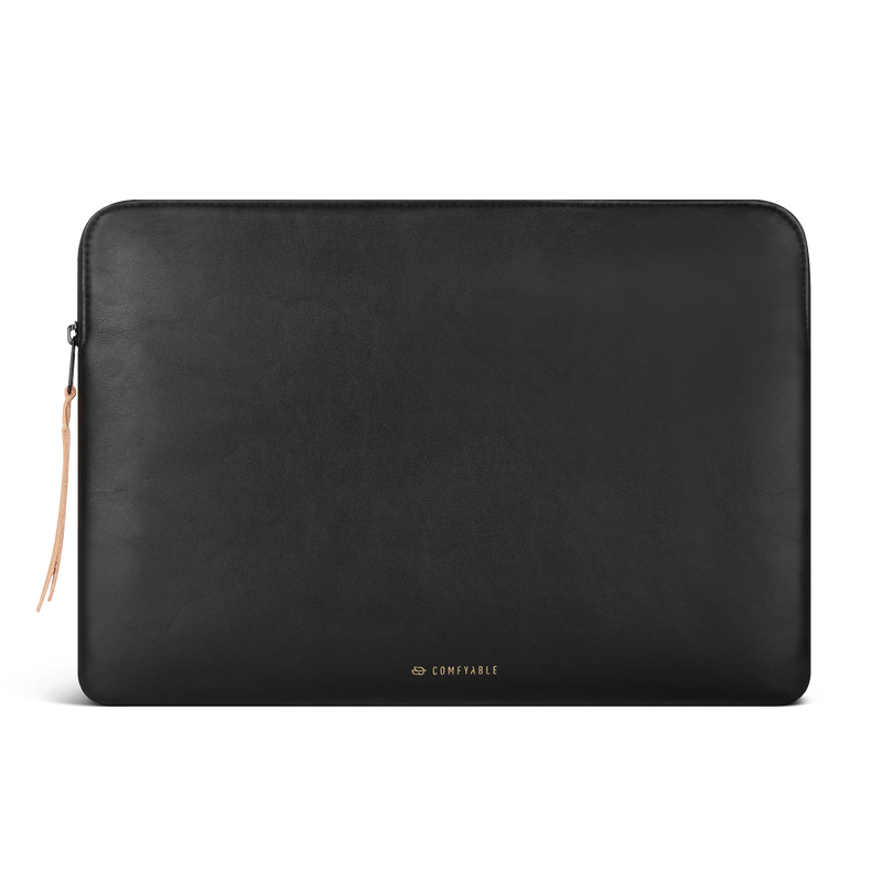 Slim Protective Laptop Sleeve Fit for All MacBook Air 15in & 13in/ 14inch/ 16inch MacBook Pro , PU Leather Bag Waterproof Computer Case - Black