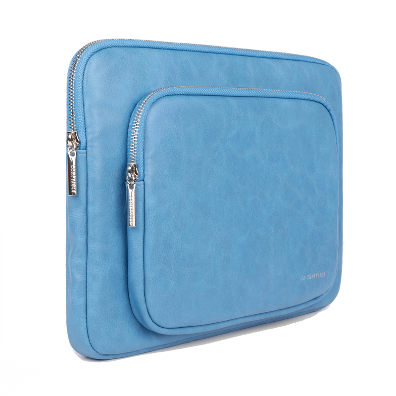 Laptop Sleeve Fit for 13-13.3 In MacBook Pro & MacBook Air, MacBook Pro 14-in M2 M1, Faux Leather Protective Case for Mac w/ Accessory Pocket, Blue