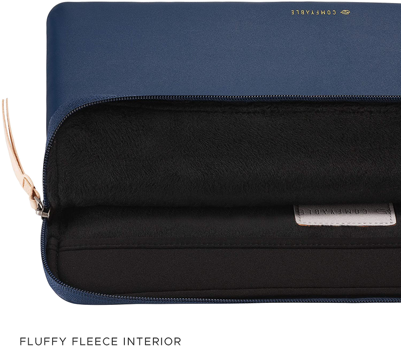 Comfyable Slim Protective Laptop Sleeve Fit for MacBook Pro 14-in M3 M2 M1 / 13-in & All 13”MacBook Air, PU Leather Waterproof Case, Midnight Blue