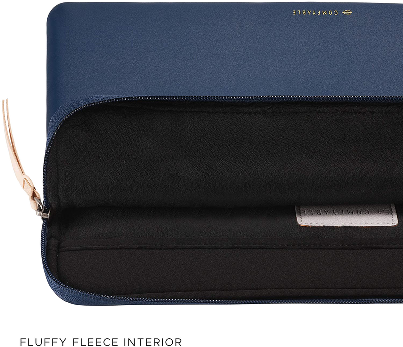 Comfyable Slim Protective Laptop Sleeve Fit for MacBook Pro 14-in M2 M1 / 13-in & All 13”MacBook Air, PU Leather Waterproof Case, Midnight Blue